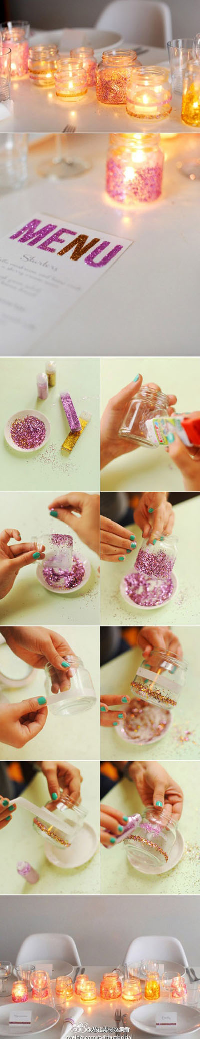 16 DIY jars. inexpensive way to dress up your table for the party54e8