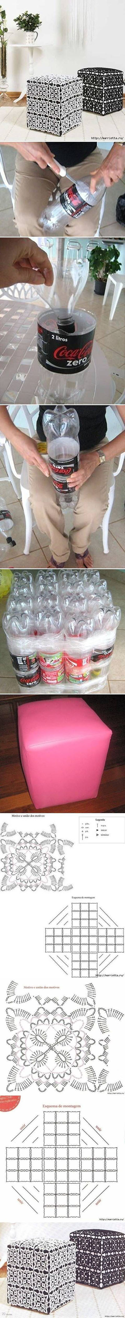 2  DIY Ottoman Out of Plastic Bottles99b5