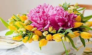 Use wide bowls to create great floral arrangements