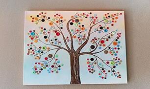 Vibrant Button Tree on Canvas