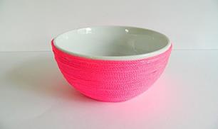 DIY neon twine wrapped bowl